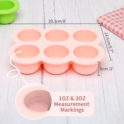 12x1.5oz Baby Food Storage Containers, Baby Food Freezer Tray with Clip Lid Gossamer Pink, Food Grade Silicone Freezer Trays for Purees & Vegetables