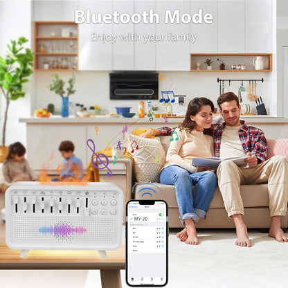 White Noise Machine with Humidifier, Essential Oil Diffuser & Bluetooth Speaker, Portable Night Light, 8 Natural Sounds Style Mixer with Auto-Off Timer for Baby, Kids, Adults, Bedroom, Office