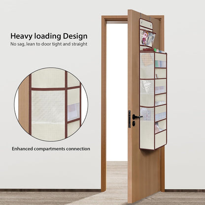 Univivi Over The Door Organizer, 5 Shelf Door Hanging Organizer Nursery Door Storage with 4 Large Compartments and 2 Small PVC Pockets 6 Side Pockets for Bathroom,Cosmetics and Nursery Baby Essential