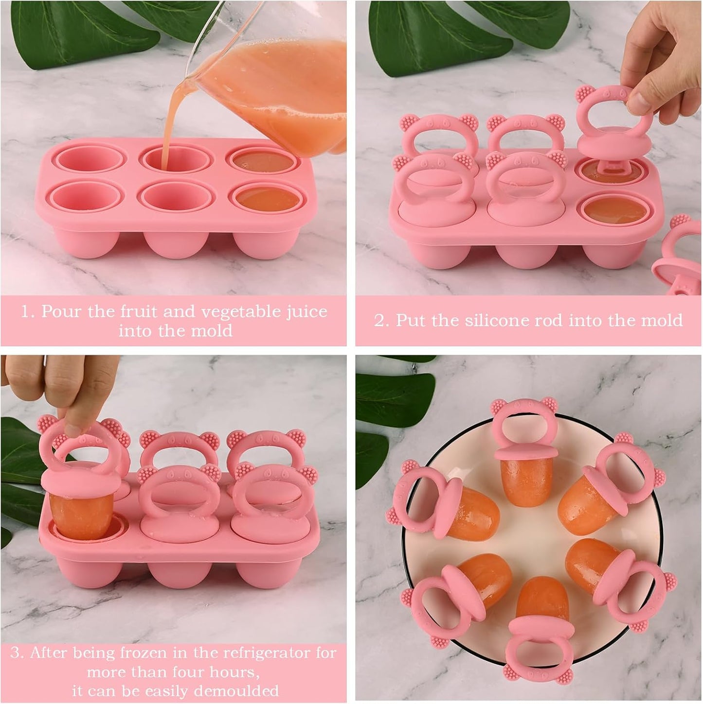 Moukiween Toddler Popsicle Molds Baby Food Storage Containers Suitable for Fresh Frozen Fruit Puree and Yogurt Ice Cream with Handle Food Freezer Trays (Grey)