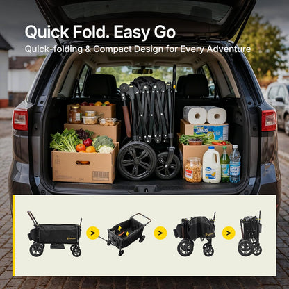Stroller Wagon for Kids, One-Hand Adjustable Push/Pull Handle, Spacious Storage, 8"/12" All-Terrain Wheels, Canopy with Bug Net, Wagon Stroller for Daily Walks, Short Trips & Grocery Runs
