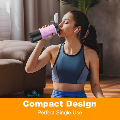 ‌Mulli Portable Blender 14oz-USB Rechargeable Smoothie Maker with 6 Stainless Steel Blades, Personal Mini Blender for Shakes, Baby Food, Travel, Gym & Kitchen, BPA-Free