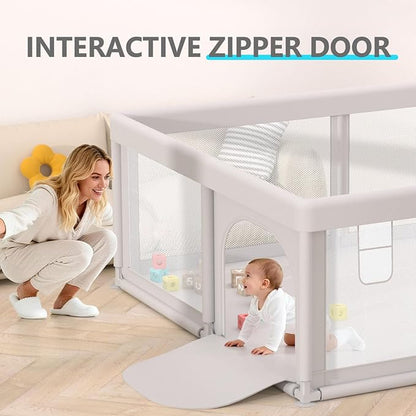 Baby Playpen Play Pens for Babies and Toddlers Play Yards for Indoor & Outdoor with Breathable Mesh Anti-Fall Playpen Grey