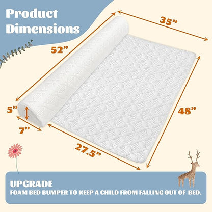 Asatdd Waterproof Bed Rail for Toddlers, Bed Guard Rail, Soft Memory Foam Toddler Bed Bumper for Twin, Full, Queen, King Beds with Washable Cover, 1 Pack