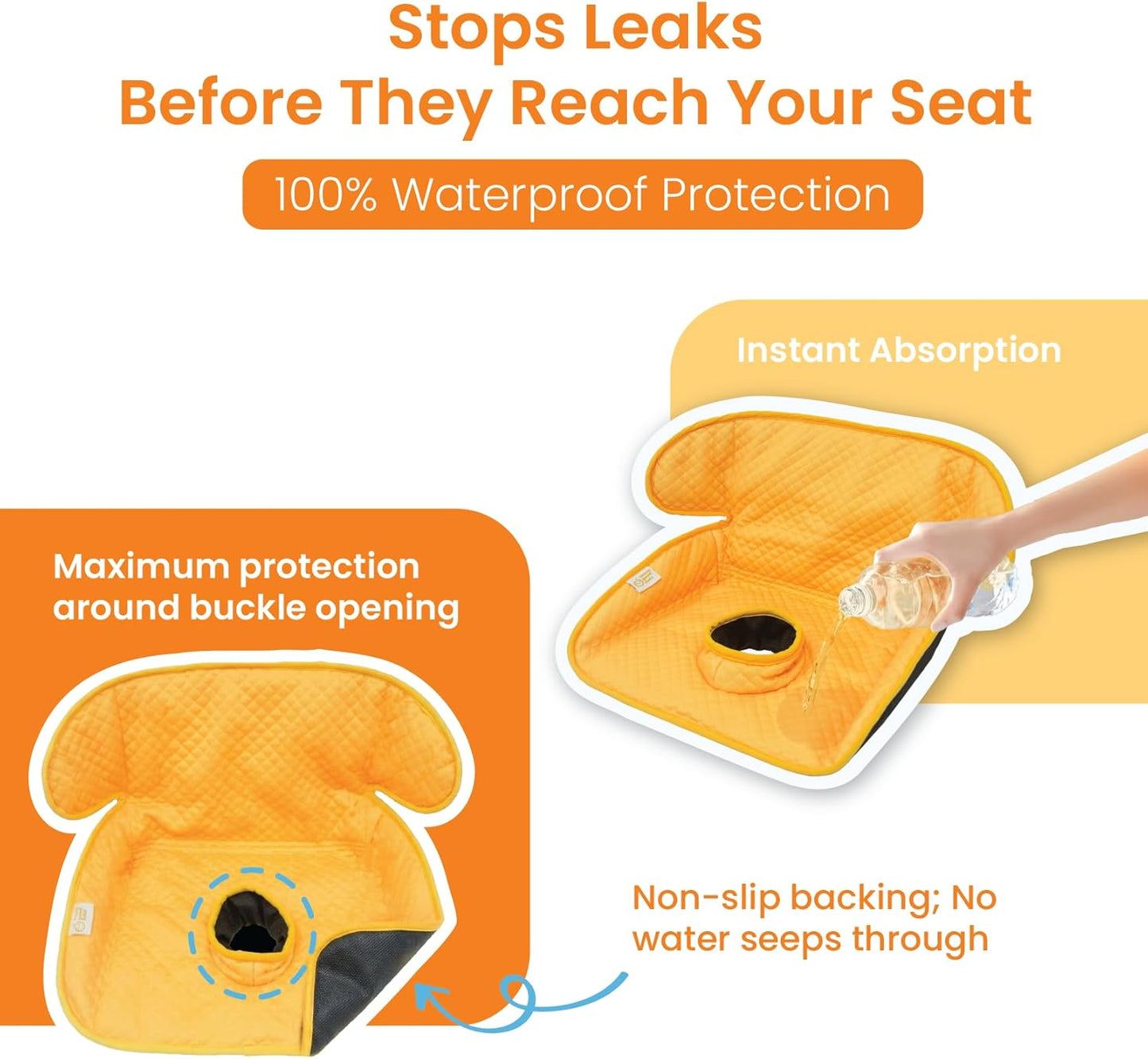 Piddle Pad 2-Pack, Potty Training Car Seat Protector, Toddler Car Seat Cover & Stroller Protector, Machine Washable Waterproof Car Seat, Anti-Slip, Universal Fit (Black)