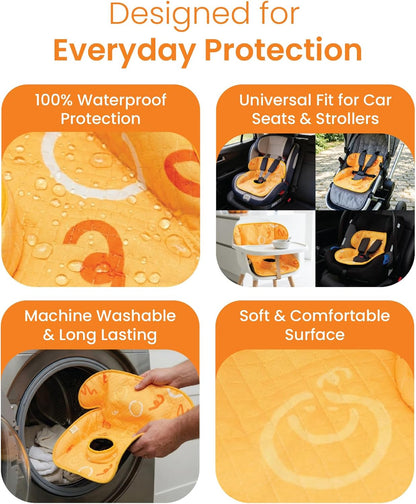 Piddle Pad 2-Pack, Potty Training Car Seat Protector, Toddler Car Seat Cover & Stroller Protector, Machine Washable Waterproof Car Seat, Anti-Slip, Universal Fit (Black)