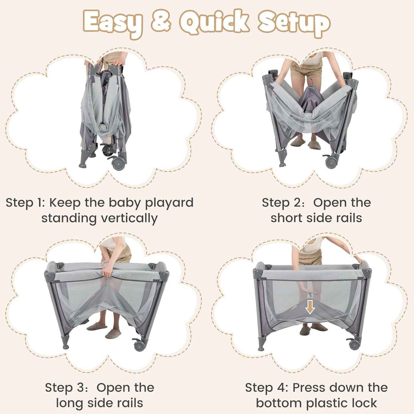 BABY JOY 5 in 1 Pack and Play, Portable Nursery Center Baby Playard w/Bassinet & Diaper Changing Table, Bag, Infant Bassinet Crib Activity Center for Baby Toddlers Indoor Outdoor (Royal Blue, Classic)