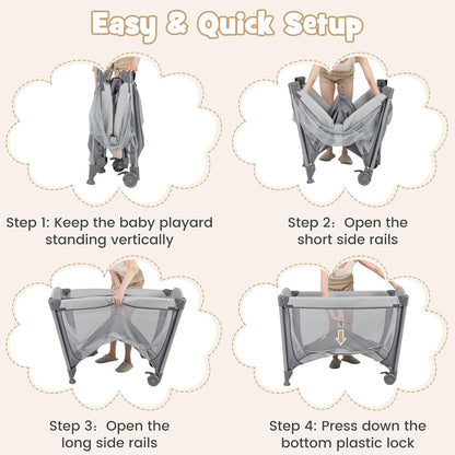 BABY JOY 5 in 1 Pack and Play, Portable Nursery Center Baby Playard w/Bassinet & Diaper Changing Table, Bag, Infant Bassinet Crib Activity Center for Baby Toddlers Indoor Outdoor (Royal Blue, Classic)