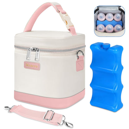 Mancro Breastmilk Cooler Bag with Ice Pack, Fits 6 Baby Bottles Up to 9 Ounce Insulated Baby Bottle Bag, Breast Milk Cooler on The go with Strap, Bottle Storage Bag for Nursing Mom Daycare, Black