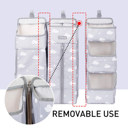 Orzbow 3-in-1 Hanging Diaper Caddy Organizer for Changing Table, Nursery Organization and Diaper Stacker for Crib Wall, Removable Diaper Organizer for Baby Girl Essentials, Pink