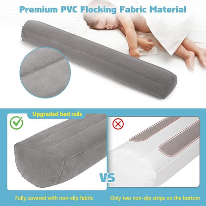 USHMA 2Pack Travel Bed Rails for Toddlers | Non-Slip Soft Flocking Portable Inflatable Bed Rails for Toddlers | Travel Toddler Bed Rail for Full, Queen, King Size Beds | Portable Bed Rail for Travel