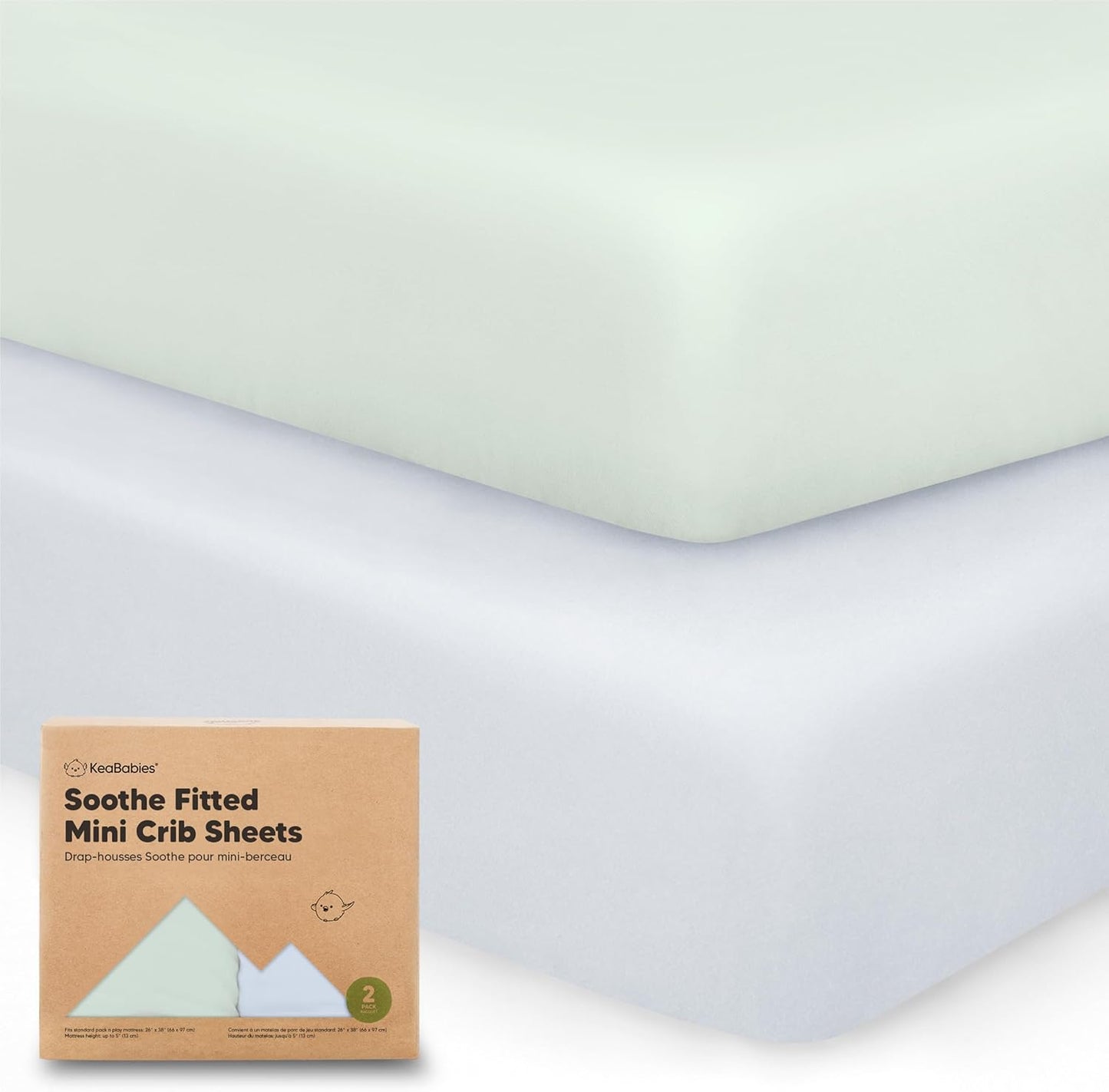 2-Pack Mini Crib Sheets Fitted - 38x26 Pack N Play Sheets for Pack and Play Mattress, Organic Cotton, Soft & Breathable Playard Bedding, Neutral Mini Toddler Bed Cover for Boys, Girls (Dragon Tale)
