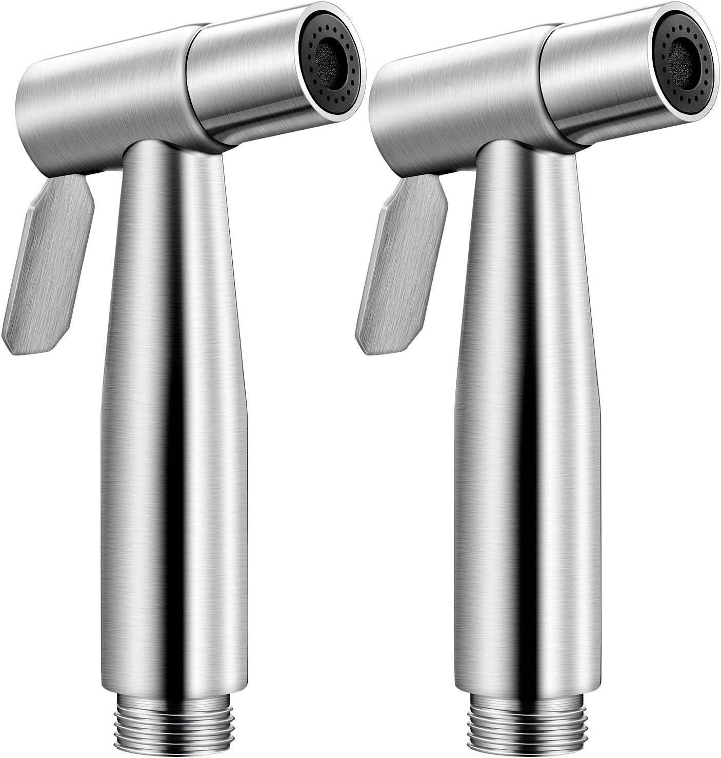 Mudder 2 Pieces Bidet Sprayer Head Stainless Steel Bidet Attachment for Toilet Handheld Cloth Bathroom Diaper Sprayer for Kitchen Adjustable Water Pressure Control (Black)