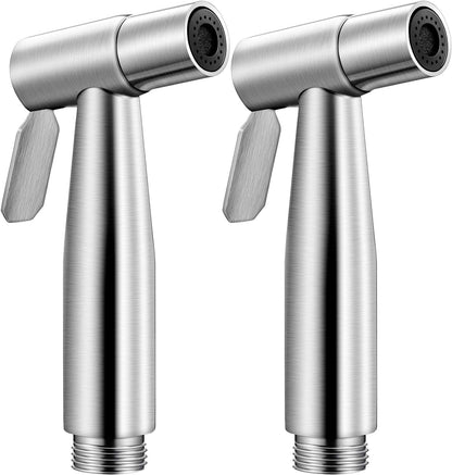 Mudder 2 Pieces Bidet Sprayer Head Stainless Steel Bidet Attachment for Toilet Handheld Cloth Bathroom Diaper Sprayer for Kitchen Adjustable Water Pressure Control (Black)