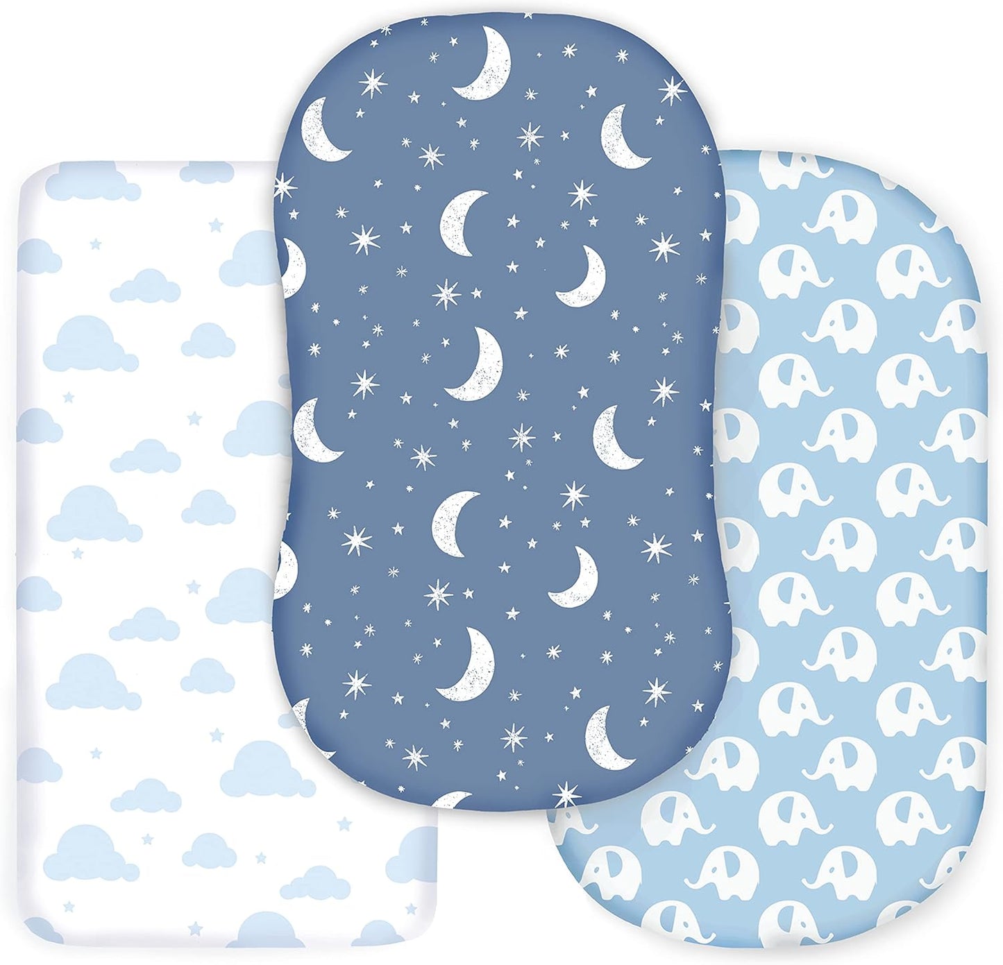 100% Organic Cotton 2 Pk Bedside Sleeper Bassinet Fitted Mattress Sheets Perfectly Compatible with Mika Micky, Baby Delight, Ronbei, Chicco, Cloud Baby, AMKE, Angelbliss, Arm's Reach. Cloud, Stripe