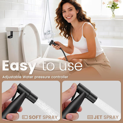 Handheld Bidet Sprayer for Toilet - Adjustable Pressure Stainless Steel Jet Sprayer for Cloth Diaper Cleaning, Feminine Wash & Baby Care, Muslim Shower Hose Kit KPGFWY (Gunmetal Gray)