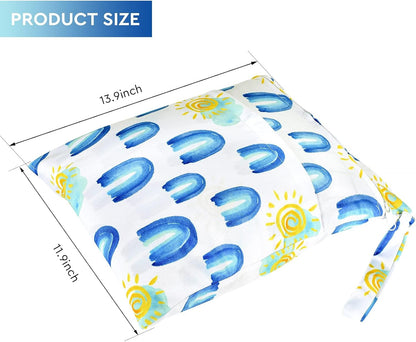 Wet Dry Bags 2-Pack with Cute Dolphin Print - Waterproof Travel Organizer for Swimming Pool Beach Gym Baby Cloth Diapers Swimwear with Dual Zippers