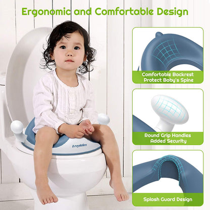 ANGELBLISS Baby Potty Training Toilet Seat with Soft Cushion Handles, Haute Collection, Double Anti-Slip Design and Splash Guard for Boys and Girls (Pink)