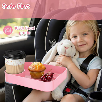Kids Car Seat Tray, Travel Tray with Cup Holder for Toddler Baby, Kids Car Seat Food Snack Organizer for Road Trip, Stroller Snack Organizer Travel Must Haves Toddler Must Haves (Dark Gray, 1PCS)