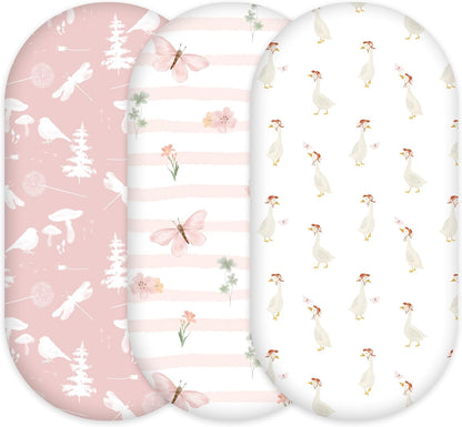 Bedside Sleeper Bassinet Fitted Sheets 20 x 33, 3 Pack Baby Delight Beside Me Dreamer,Babybond,Jimglo,koola,cowiewie,fodoss, Dream On Me Baby Square Bassinet, Pink Animal