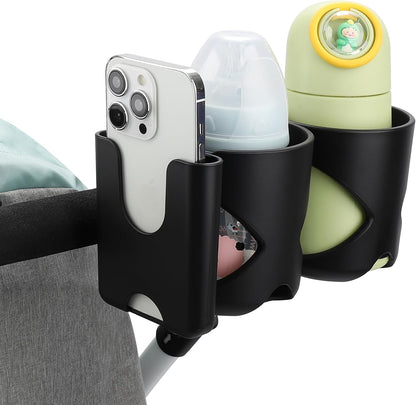 Accmor Universal Cup Holder, Stroller Cup Holder with Phone Holder, 360° Rotatable Large Caliber Designed Bottle Holder for Stroller, Bike, Wheelchair, Walker, Scooter
