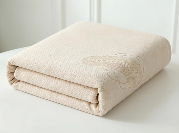 Waterproof Organic Mattress Protector Cal King Size – Soft OCS Certified Organic Cotton Surface Mattress Cover – Noiseless & Breathable 250 GSM Mattress Pad – Deep Pocket Fitted Design