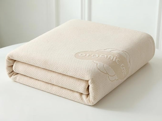 Crib Organic Mattress Protector Pad - OCS Certified Organic Cotton Waterproof Breathable Mattress Pad Cover - 250 GSM Comfort - Deep Pocket - Fitted Comfort