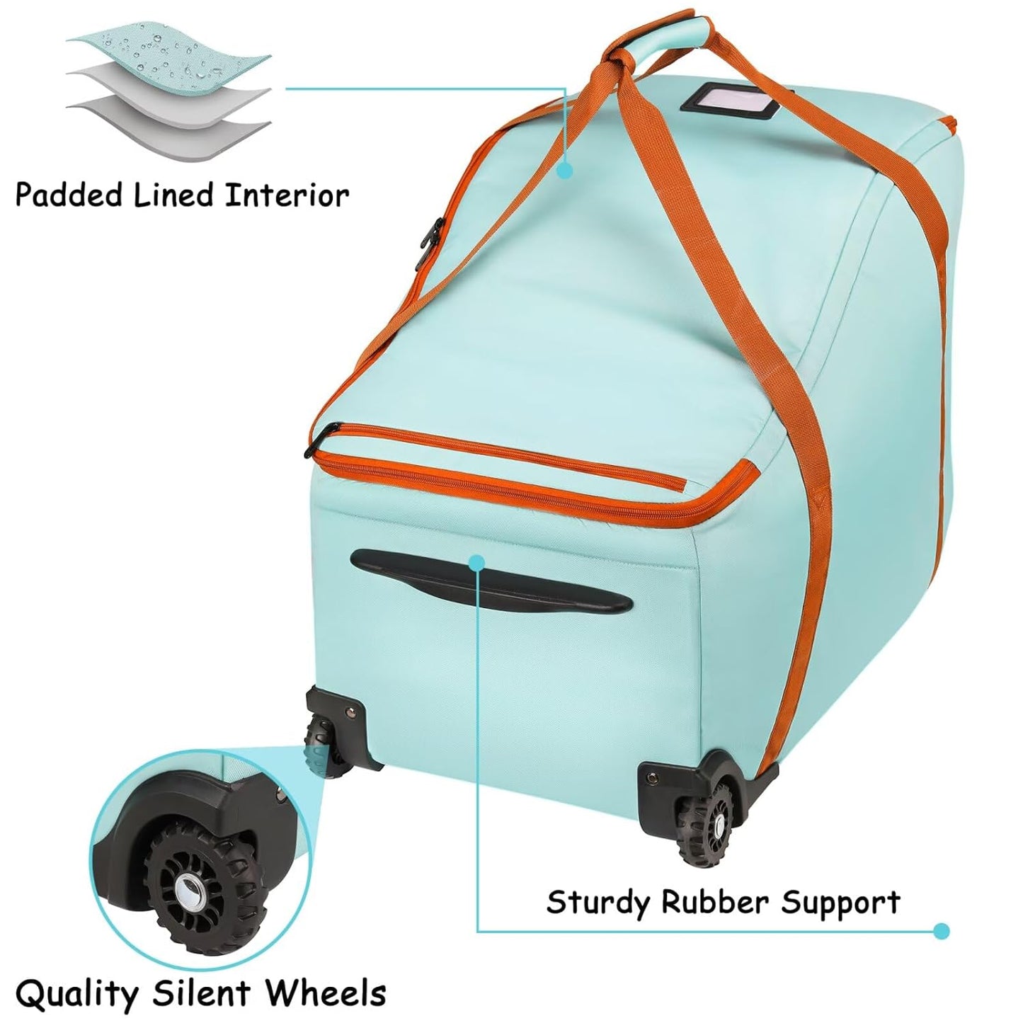 SCTEL Infant Car Seat Travel Bag Fit Doona Car Seat Stroller and Base, Chicco Keyfit 35 and Base, Doona Travel Bag with Wheels, Padded Car Seat Bags for Air Travel, Nuna Travel Bag with Zipper Pocket