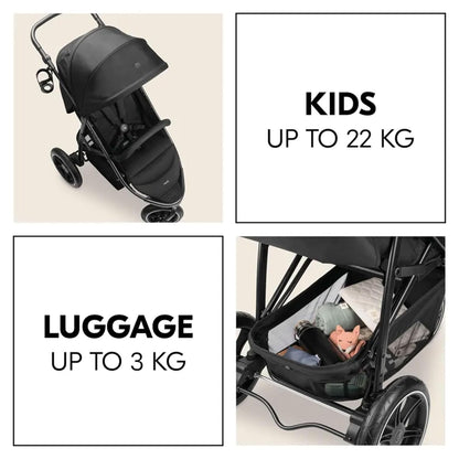 hauck Stroller Rapid 3 Air, Reclining Seat up to 48.5 lbs, Stroller with Air Wheels and Rear Suspension, Compact & Easy Fold, Sun Protection UPF 50+, Large Basket