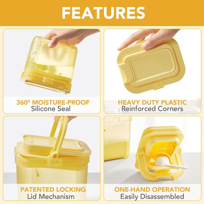 Shockproof Airtight Baby Formula Container with Scoop，Baby Formula Dispenser for Travel Outdoor Activities,BPA Free (Yellow, 1000ml)