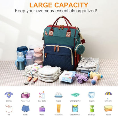 Awanhe Diaper Bag, Backpack with Changing Station, Waterproof Baby Bag for Boys & Girls, USB Charging Port for Parents, Travel Backpack Baby Essentials & Lovely Baby Shower Gifts, RGB