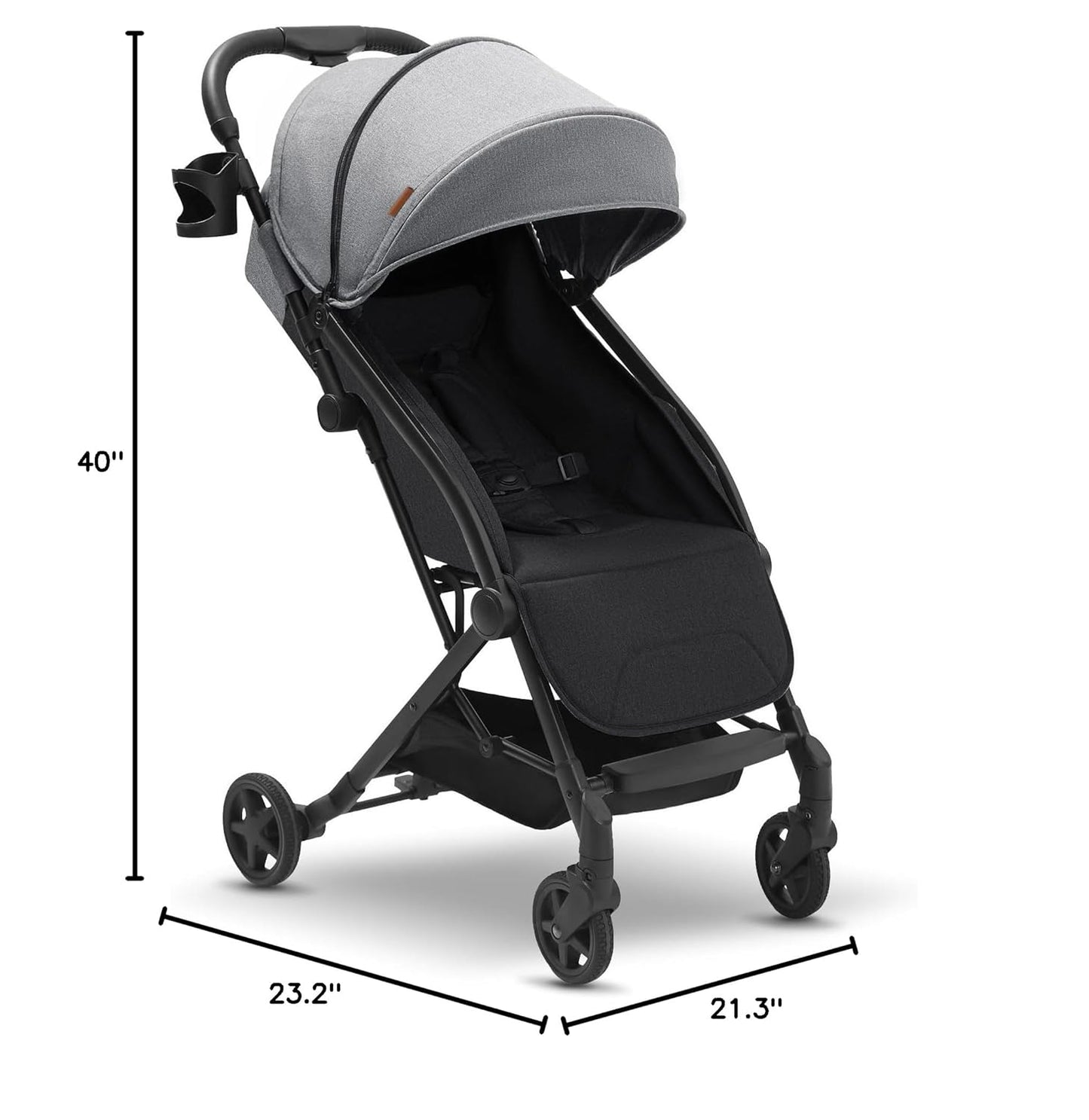 Mompush Lithe, Lightweight Stroller, Compact One-Hand Fold Luggage-Style Travel Stroller for Airplane Friendly, Reclining Seat and XL Canopy, with Rain Cover & Travel Carry Bag & Cup Holder