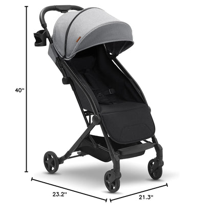 Mompush Lithe, Lightweight Stroller, Compact One-Hand Fold Luggage-Style Travel Stroller for Airplane Friendly, Reclining Seat and XL Canopy, with Rain Cover & Travel Carry Bag & Cup Holder