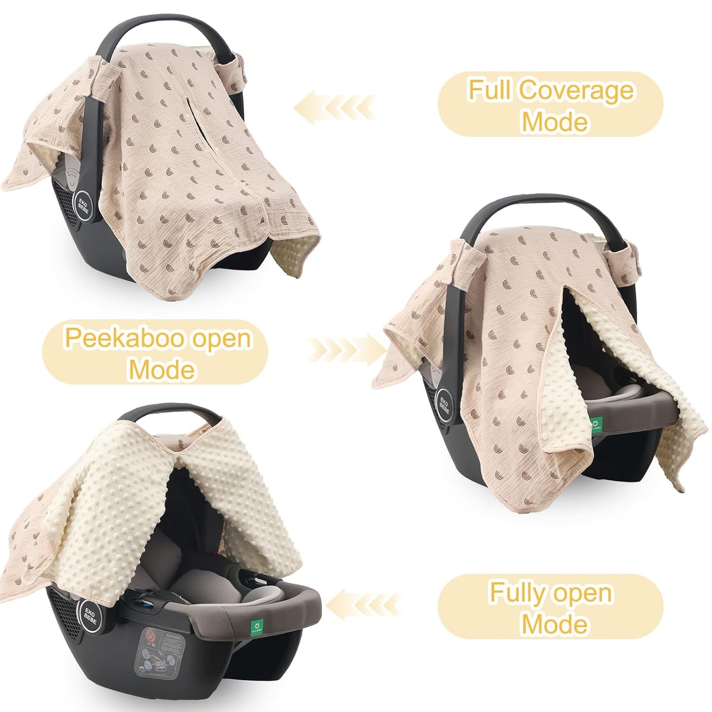 2-in-1 Baby Car Seat Cover & Canopy | Mom Nursing Cover, Easy Install Shield | Multi-Purpose for Winter Warmth & Summer Shade (Brown)
