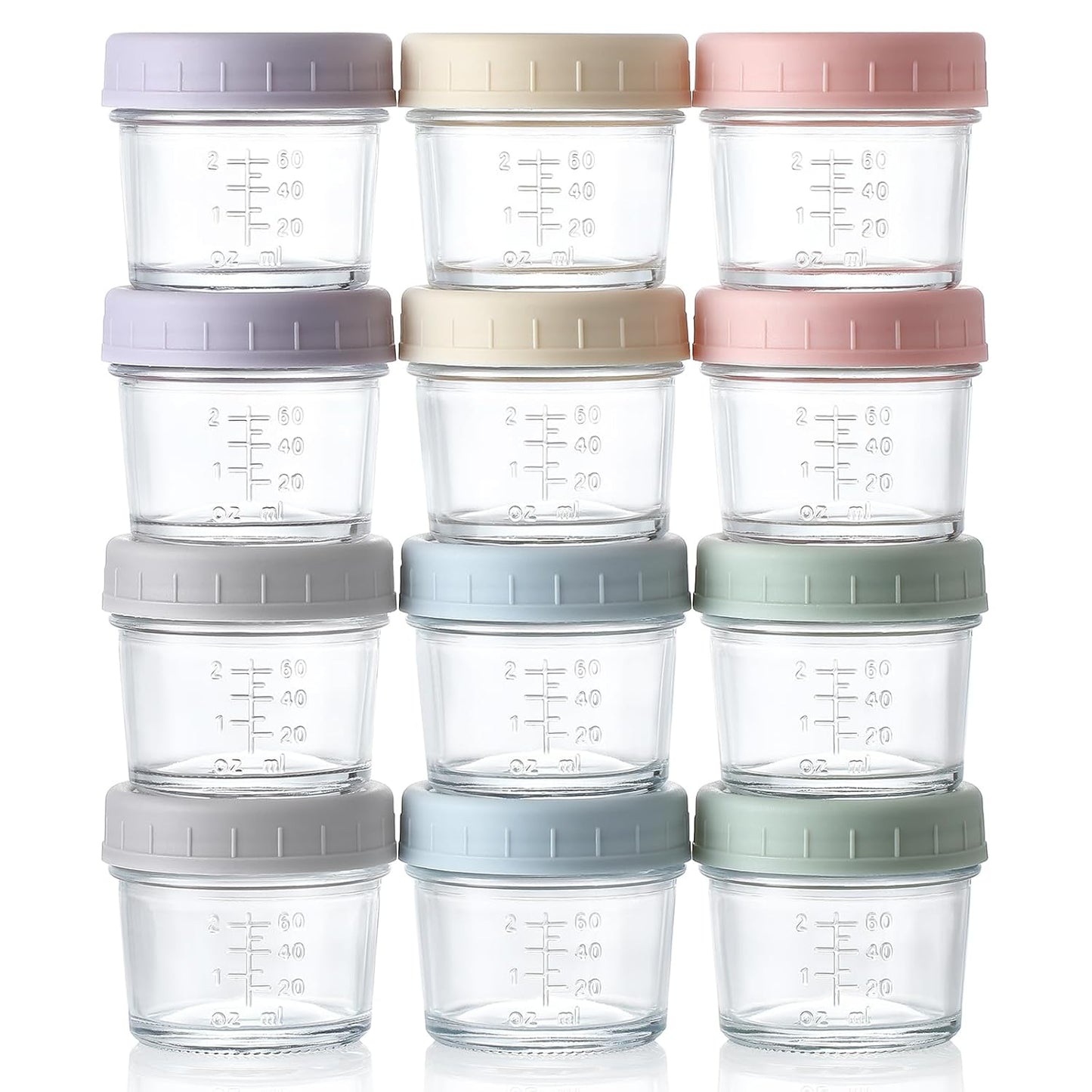VITEVER 12 Pack Glass Baby Food Storage Containers - 8 oz Baby Food Storage Jars With Lids, Baby Food Maker, Microwave, Dishwasher & Freezer Safe
