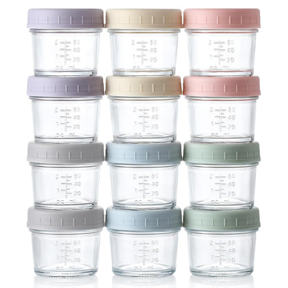 VITEVER 12 Pack Glass Baby Food Storage Containers - 8 oz Baby Food Storage Jars With Lids, Baby Food Maker, Microwave, Dishwasher & Freezer Safe