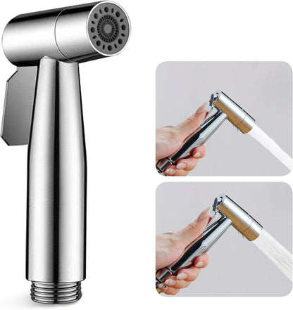 Brushed Nickel Bidet Sprayer Head, Stainless Steel Handheld Shattaf Jet Spray Attachment for Toilet, Baby Cloth Diaper Sprayer with Adjustable Water Pressure Control, 1 Pack