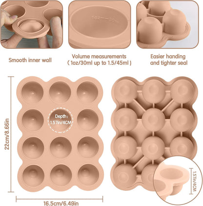 12x1.5oz Baby Food Storage Containers, Baby Food Freezer Tray with Clip Lid Gossamer Pink, Food Grade Silicone Freezer Trays for Purees & Vegetables
