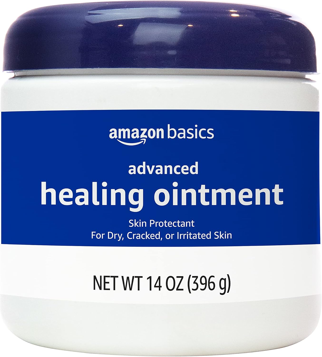 Amazon Basics Healing Ointment & Skin Protectant for Dry & Cracked Skin, Chapped Lips, Minor Cuts and Scrapes, Moisturizing Barrier Cream, Fragrance Free, 14 oz, 1-Pack