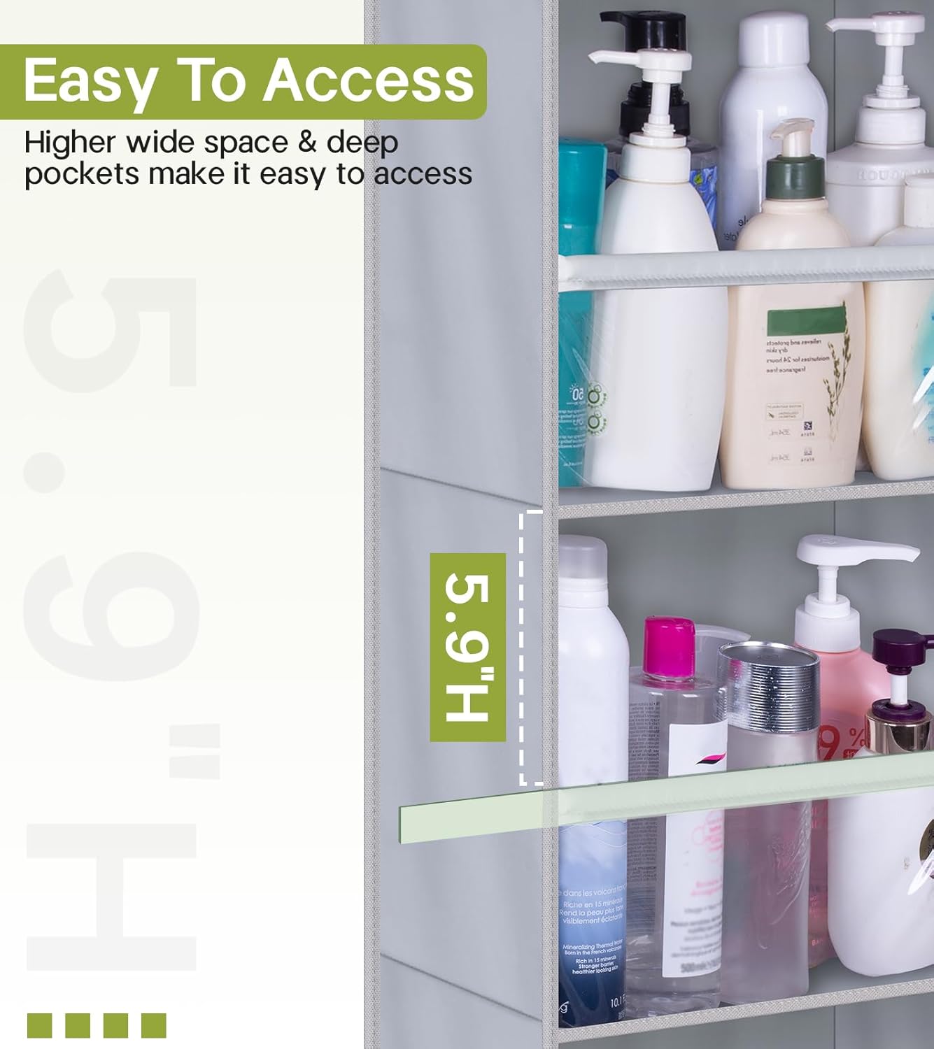 AOODA 2 Pack Over the Door Organizer, Large Capacity Closet Door Hanging Organizer, Clear Deep Pockets Baby Storage for Nursery, Bathroom, Bedroom, Pantry, Diapers (Light Yellow)
