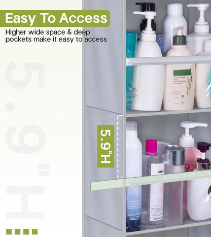 AOODA 2 Pack Over the Door Organizer, Large Capacity Closet Door Hanging Organizer, Clear Deep Pockets Baby Storage for Nursery, Bathroom, Bedroom, Pantry, Diapers (Light Yellow)