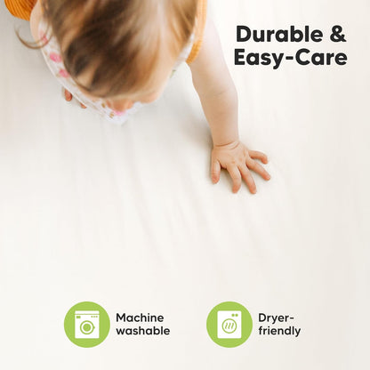 2-Pack Mini Crib Sheets Fitted - 38x26 Pack N Play Sheets for Pack and Play Mattress, Organic Cotton, Soft & Breathable Playard Bedding, Neutral Mini Toddler Bed Cover for Boys, Girls (Dragon Tale)