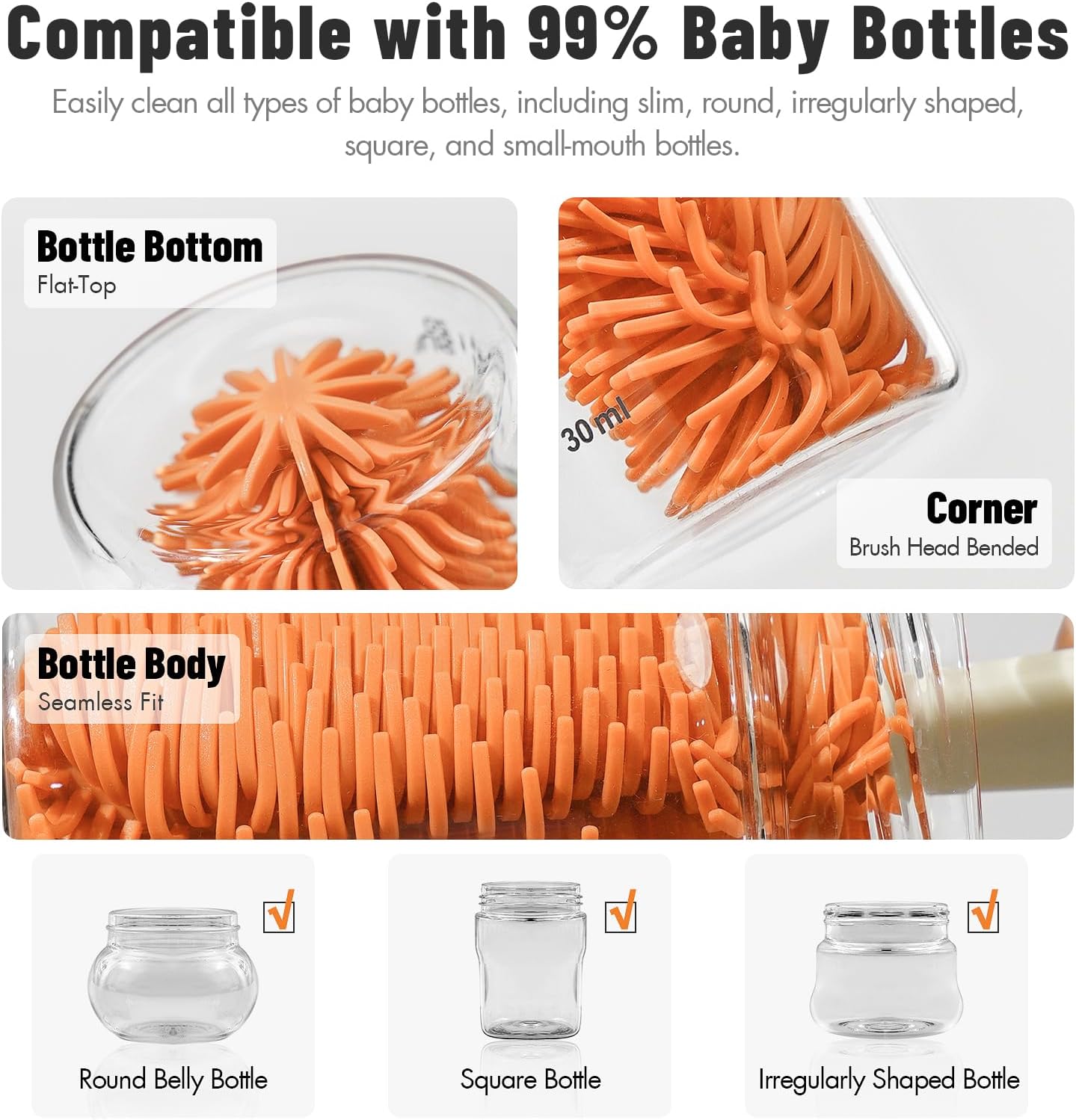 Phanpy Traveling Bottle Brush Set Portable Baby Bottle Cleaner Kit with Silicone Brush, Nipple Brush, Straw Brush, Drying Rack, Storage Box for Home and Travel