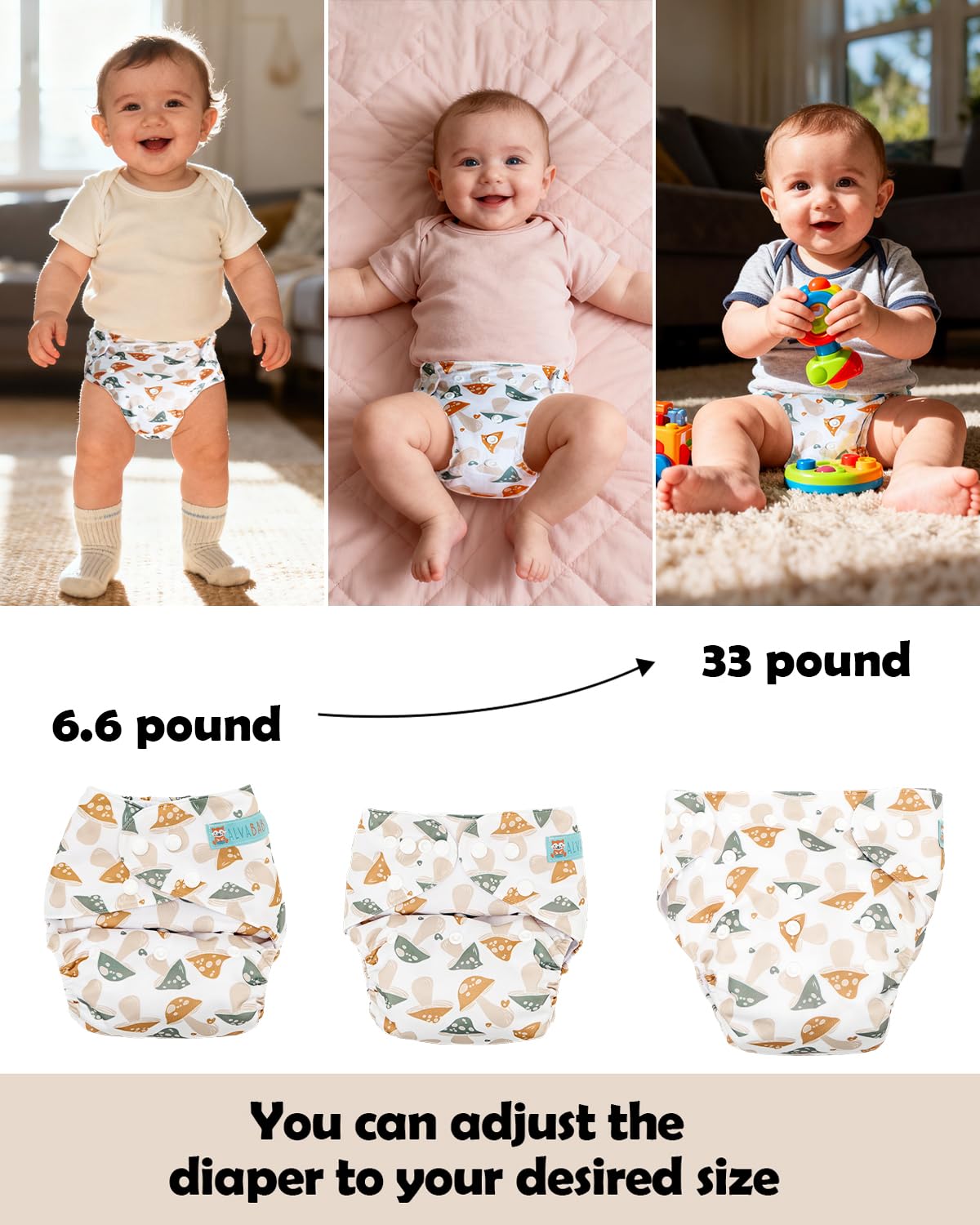 ALVABABY 12pcs Microfiber Inserts,Soft Cloth Diaper Liner,3-Layer Absorbent Inserts,Reusable for Baby Cloth Diapers 12T