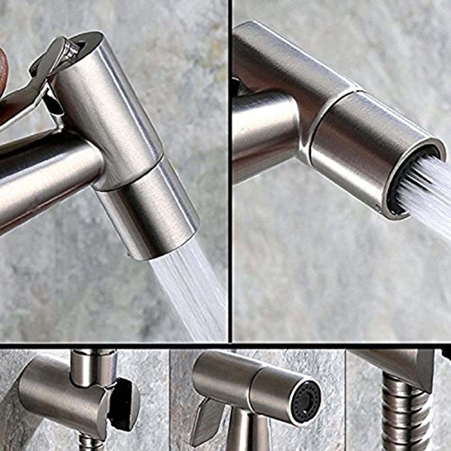 Stainless Steel Handheld Bidet Spray for Existing Toilets. Shower Dual Use Shattaf & Cloth Handheld Diaper Washer Sprayer Complete Bidet Set Spray Kit Silver