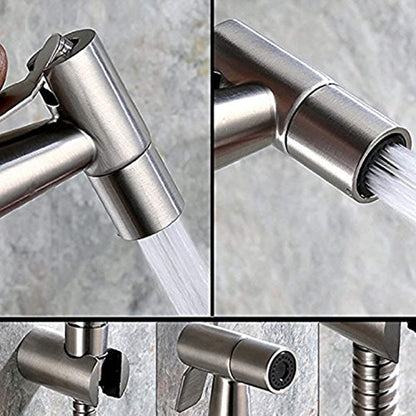 Stainless Steel Handheld Bidet Spray for Existing Toilets. Shower Dual Use Shattaf & Cloth Handheld Diaper Washer Sprayer Complete Bidet Set Spray Kit Silver