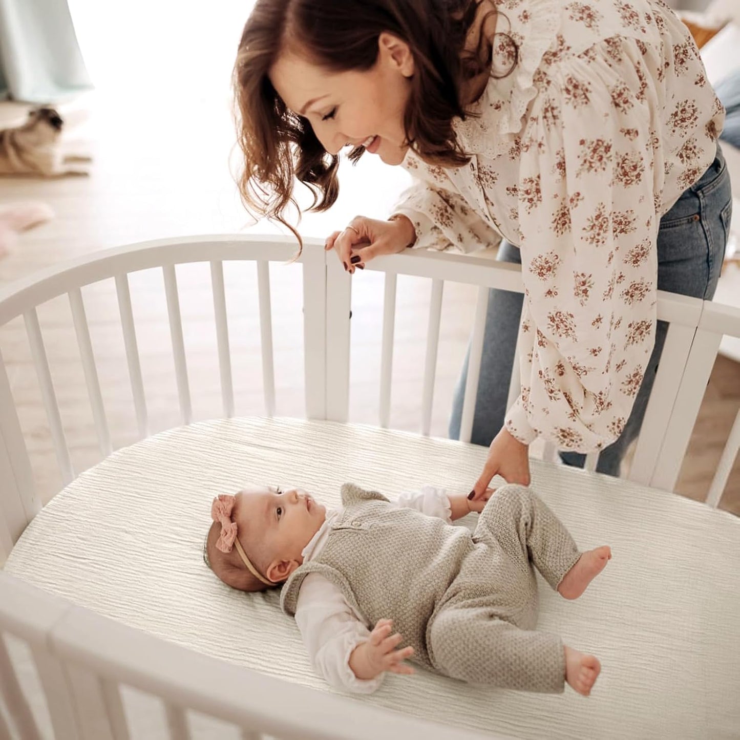 lulumoon Muslin Bassinet Sheets for Baby: Soft Bedside Sleeper Bassinet Fitted Sheets for Boys and Girls