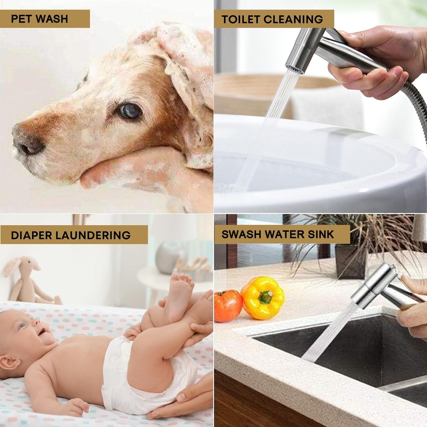 Handheld Bidet Sprayer for Toilet, Bidet Toilet Spray, Adjust Water Pressure Stainless Steel Brushed Nickel Bathroom Toilet Jet Spray, Cloth Diaper Bidet Toilet Sprayer for Baby Wash