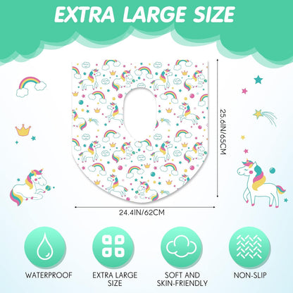 50 Packs Disposable Toilet Seat Covers Extra Large Individually Wrapped for Kids and Adults, Portable Non Slip Waterproof Potty Seat Covers for Toddlers Potty Training, Travel (Rainbow)