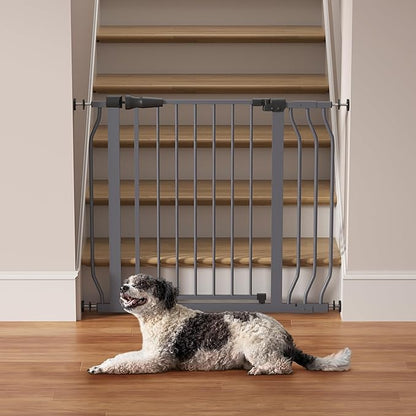 Elevon Wide Adjustable Dog Gate, 29.1-38.5 Inch Width, 30 Inch Tall Pressure Mount Pet Barrier for Stairs & Doorways, Grey